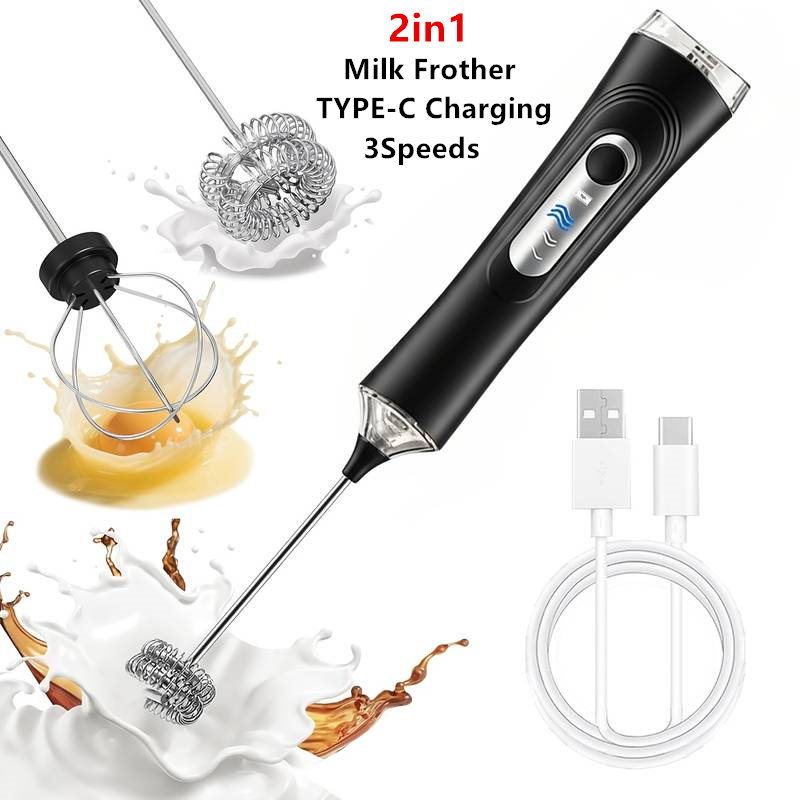 Kitchen Gadgets Website - Elektrische Melkopschuimer + Eierklopper Draadloos Type-C