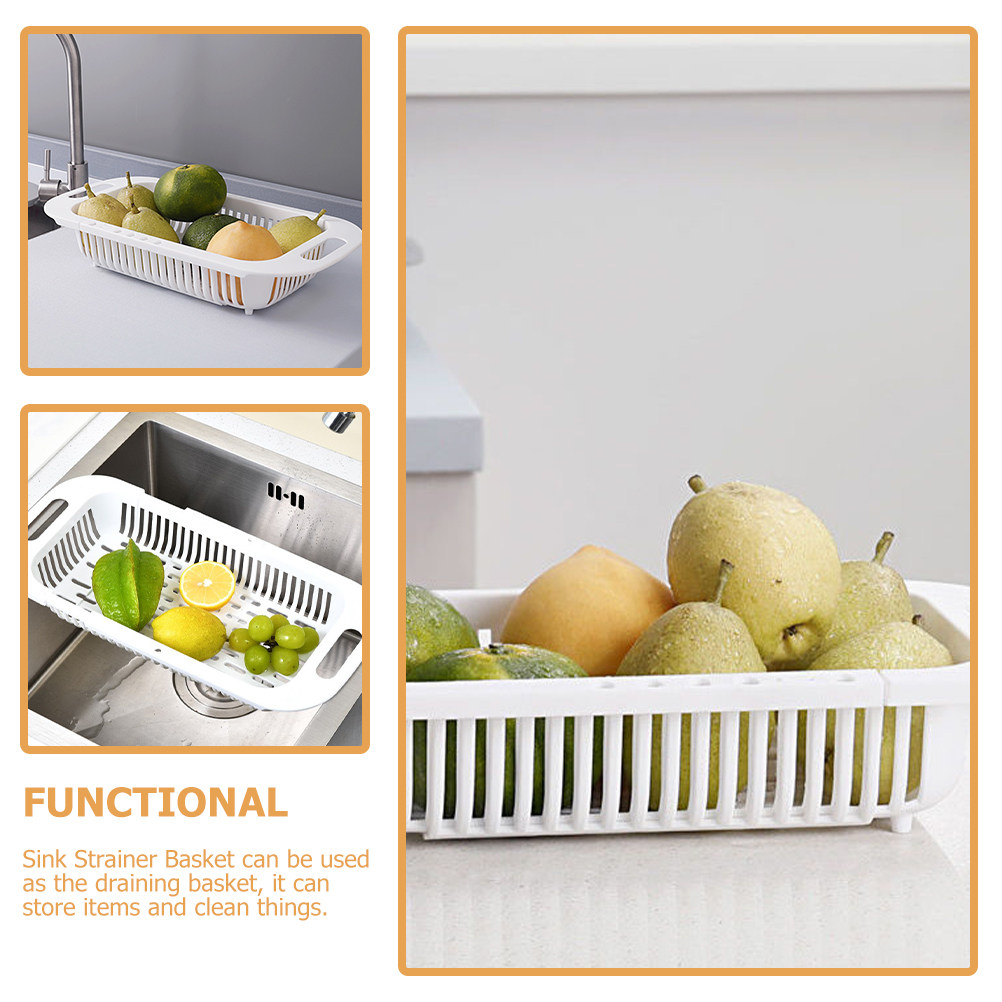 Kitchen Gadgets Essential - 2-delige spoelbakzeef, uitbreidbaar boven de spoelbak,