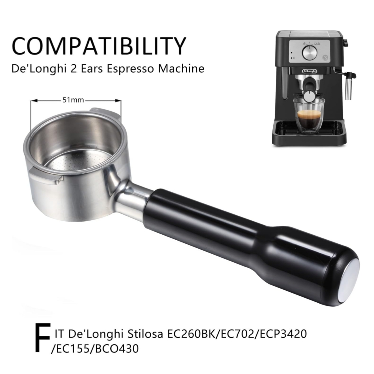 Delonghi Espresso Ecp3420 - 51mm bodemloze portafilter 2 oren voor