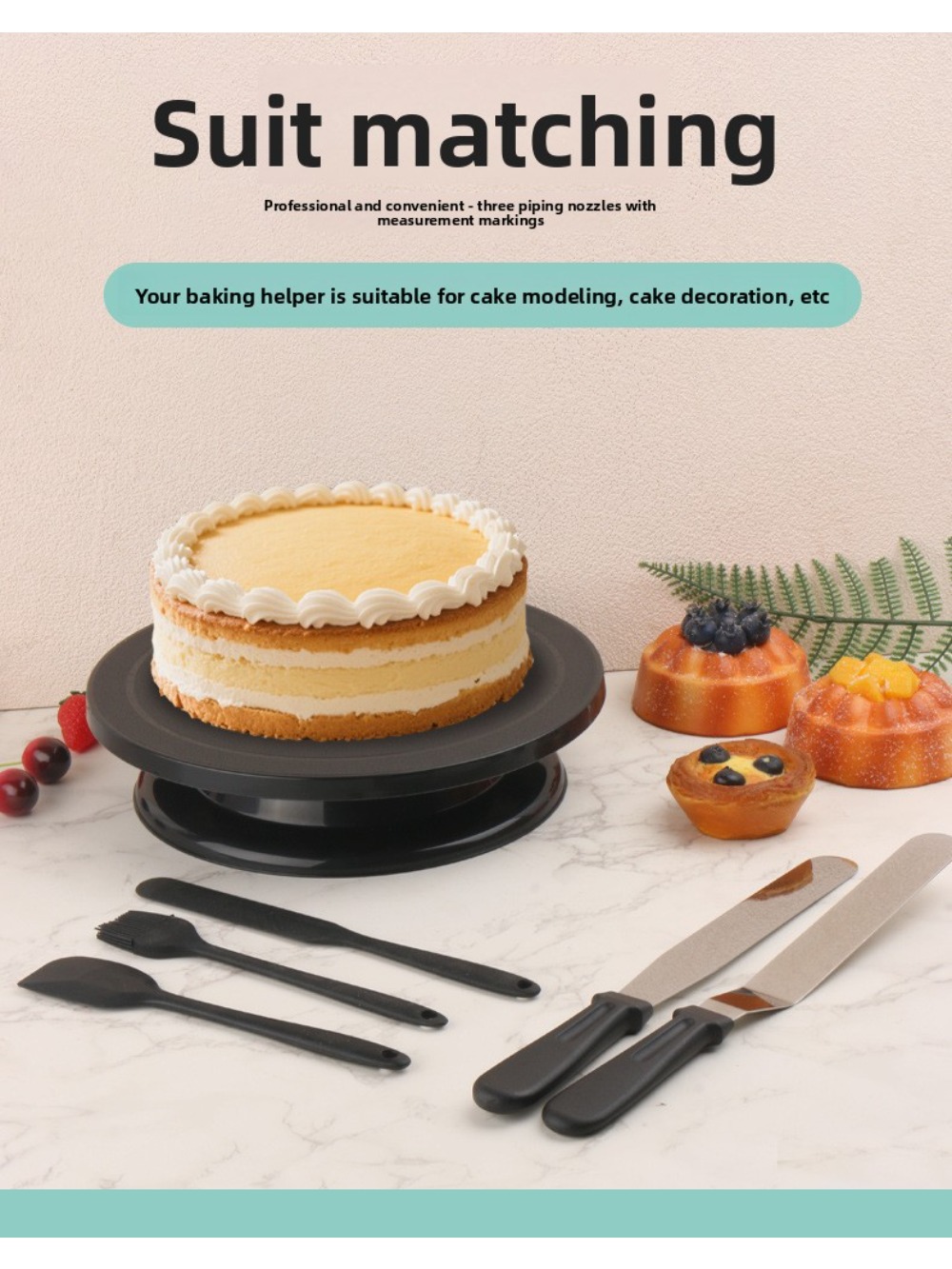 Cake Decorating Turntable - Draaibare taartplateau set met spatel, DIY